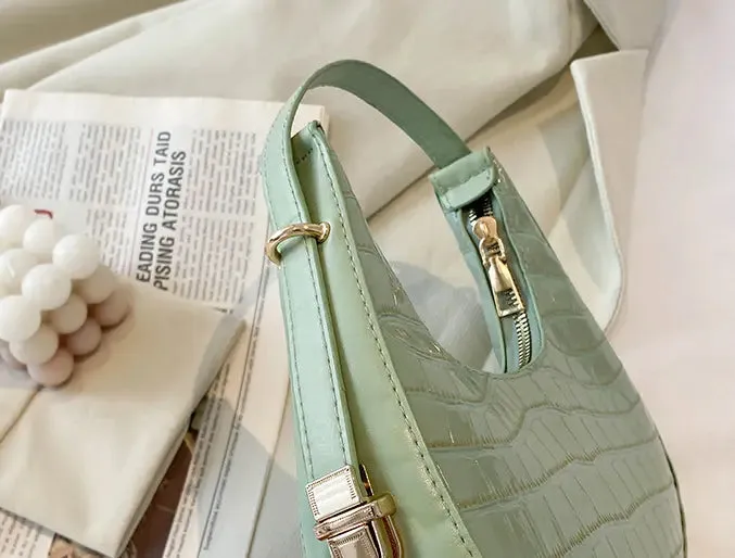 Crescent Glossy Texture Shoulder Bags