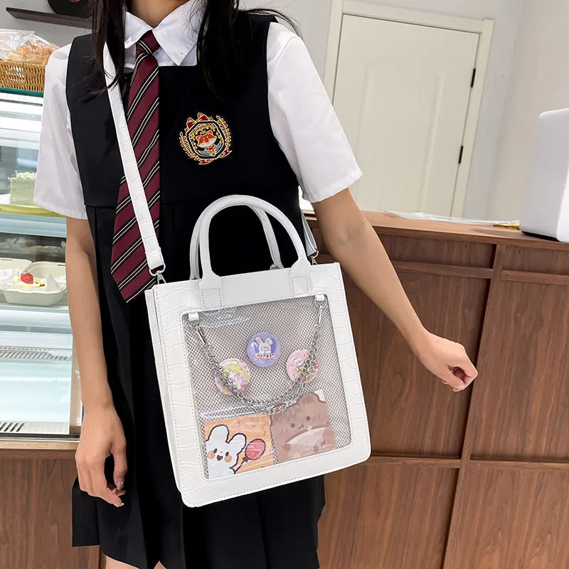 Crocodile Pattern Cartoon Transparent Bar Badge Crossbody Bags