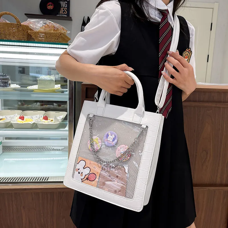 Crocodile Pattern Cartoon Transparent Bar Badge Crossbody Bags
