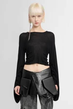 Cropped Silk Jersey Blouse in Black