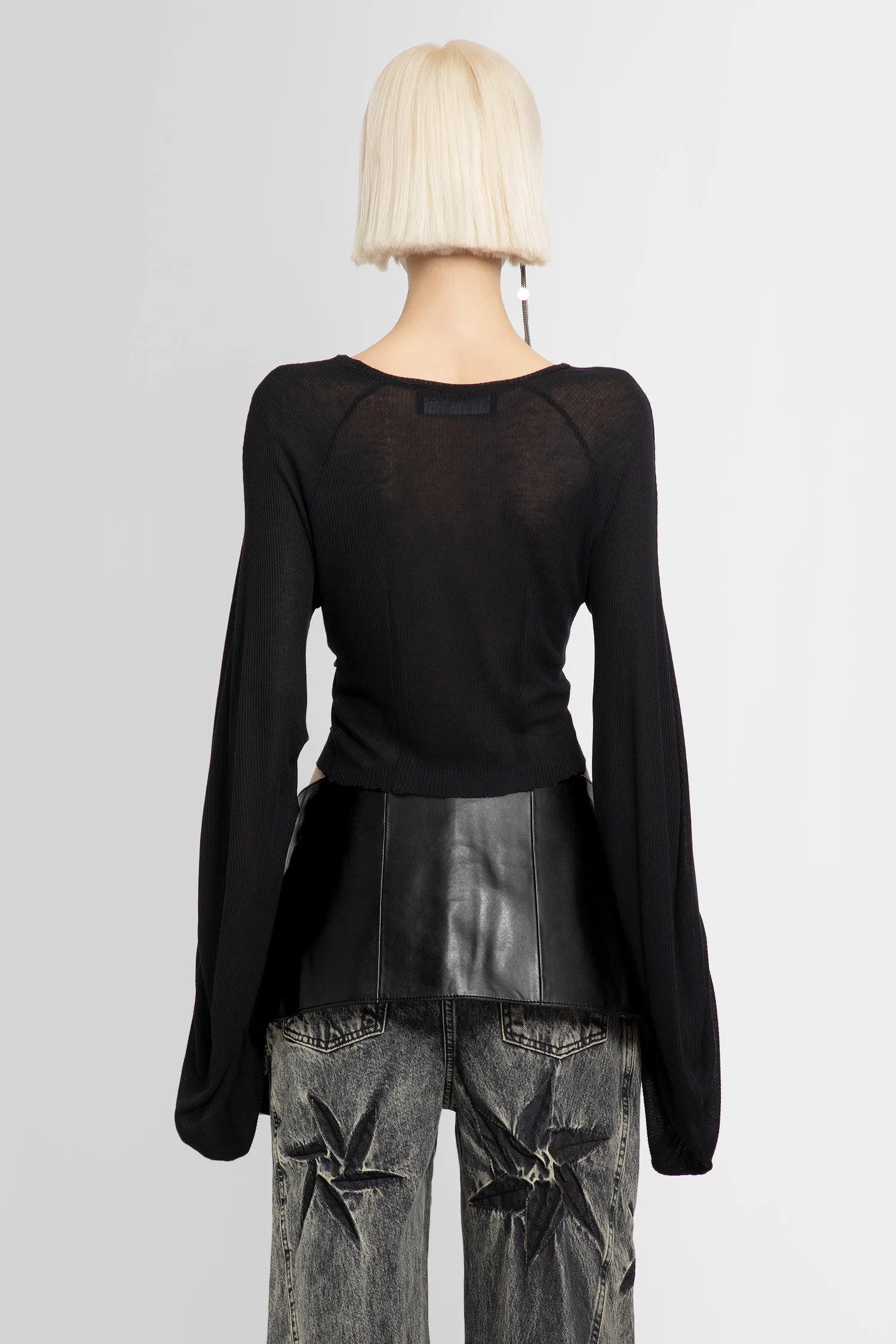 Cropped Silk Jersey Blouse in Black