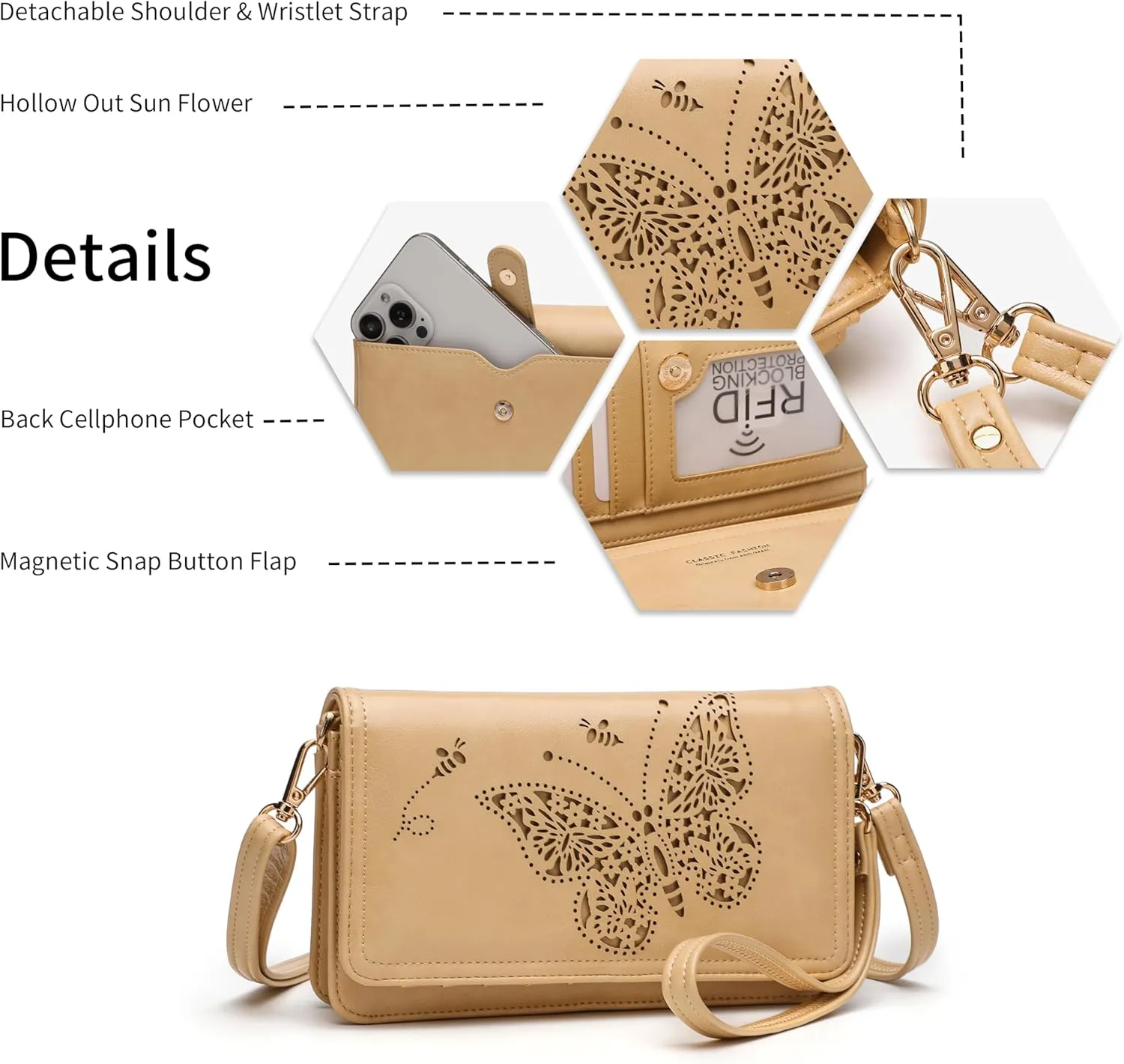 Crossbody Bags For Women Wristlet Wallet Phone Purse Shoulder handbags Multi-Function Small RFID Clutch Card Holder