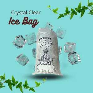Crystal Clear 10lb Plastic Ice Bags with Cotton Drawstring Reusable Food Grade Heavy Duty Ice Cube Bags Tear Proof Ice Machine Bulk Storage Thickness 1.5 Mil 38Microns, 100-pack