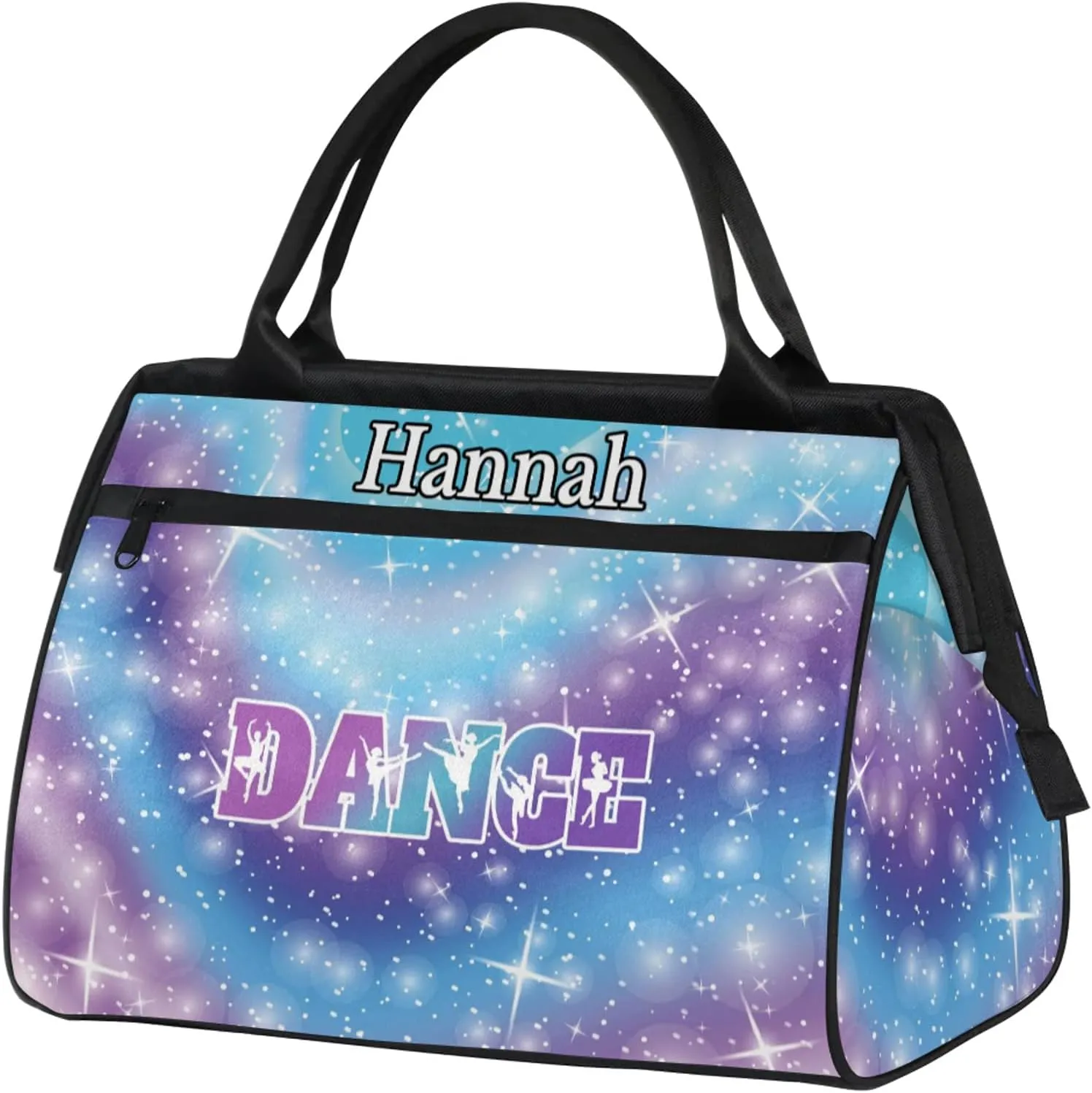 Custom Dance Duffel Bag with Name Personalized Sport Gym Bags Waterproof Customized Travel Duffel Bags Overnight Weekender Carry-On Tote 15.2in, Cosmos Blue