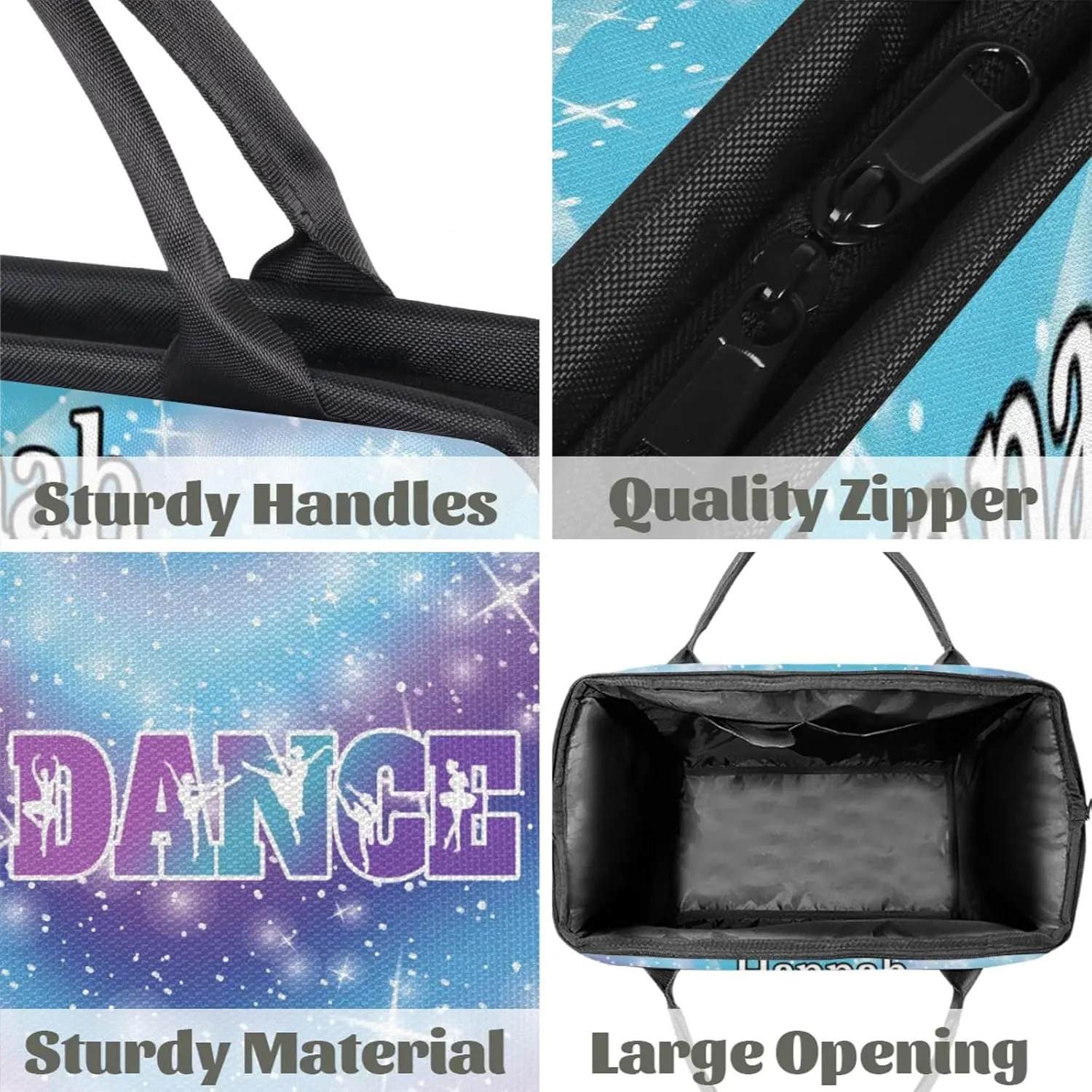 Custom Dance Duffel Bag with Name Personalized Sport Gym Bags Waterproof Customized Travel Duffel Bags Overnight Weekender Carry-On Tote 15.2in, Cosmos Blue