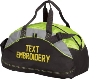 Custom Sport Duffel Bag Add Your Embroidered Text Medium Contrast Sport Gym Travel Water Resistant Duffel Bag Lime