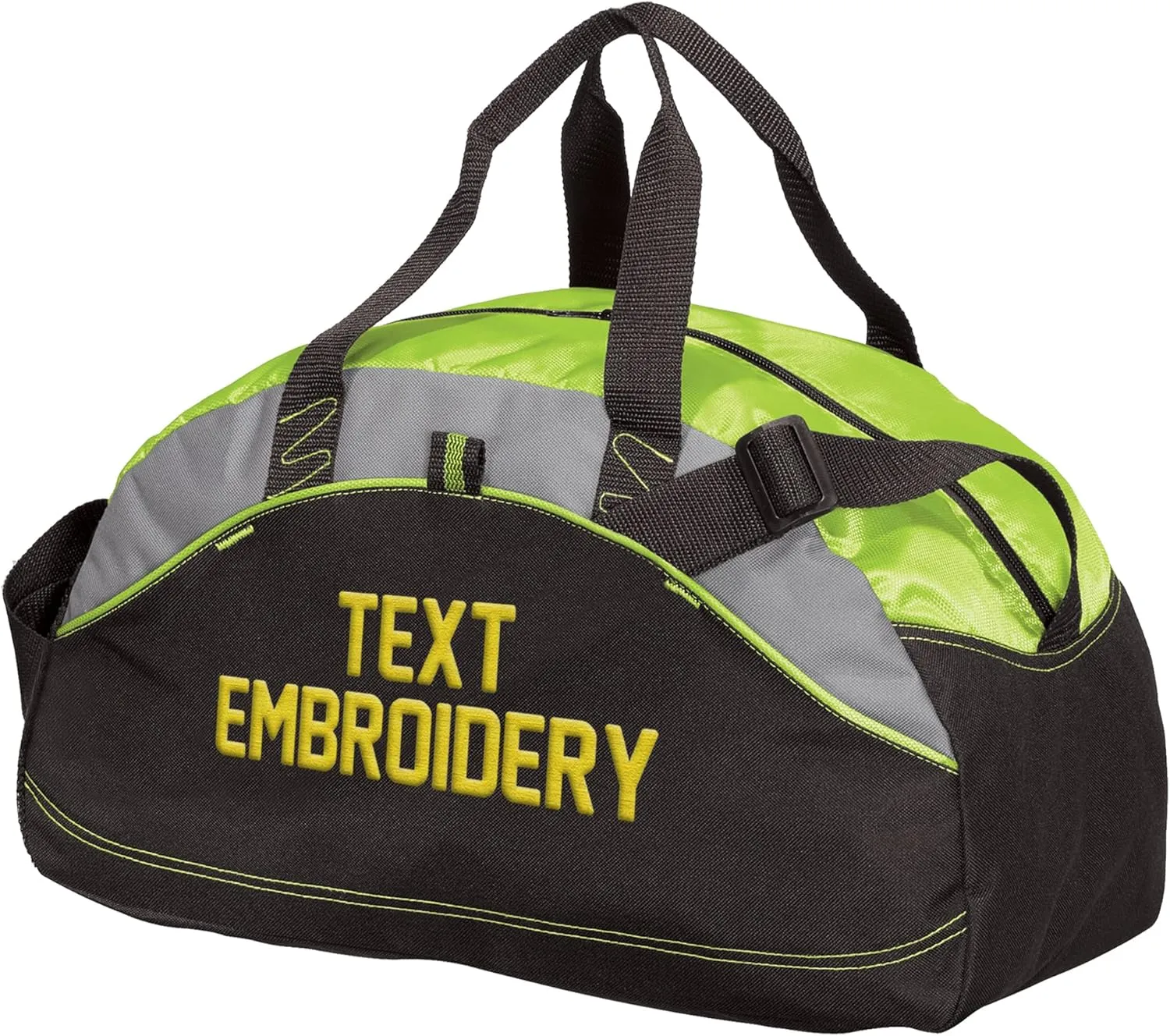 Custom Sport Duffel Bag Add Your Embroidered Text Medium Contrast Sport Gym Travel Water Resistant Duffel Bag Lime