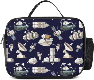 Cute Astronaut Spacecraft Insulated Lunch Bag for Women Men Leakproof Durable Reusable Cooler Lunch Box Tote for Work Travel Hiking Camping