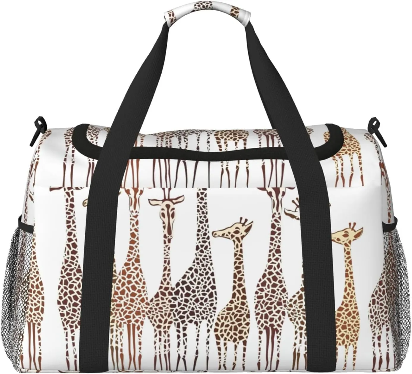 Cute Cartoon Funny Giraffes print Large Canvas Travel Duffel Bag Weekender Bags for Women Overnight Bag Carry On Tote Bag