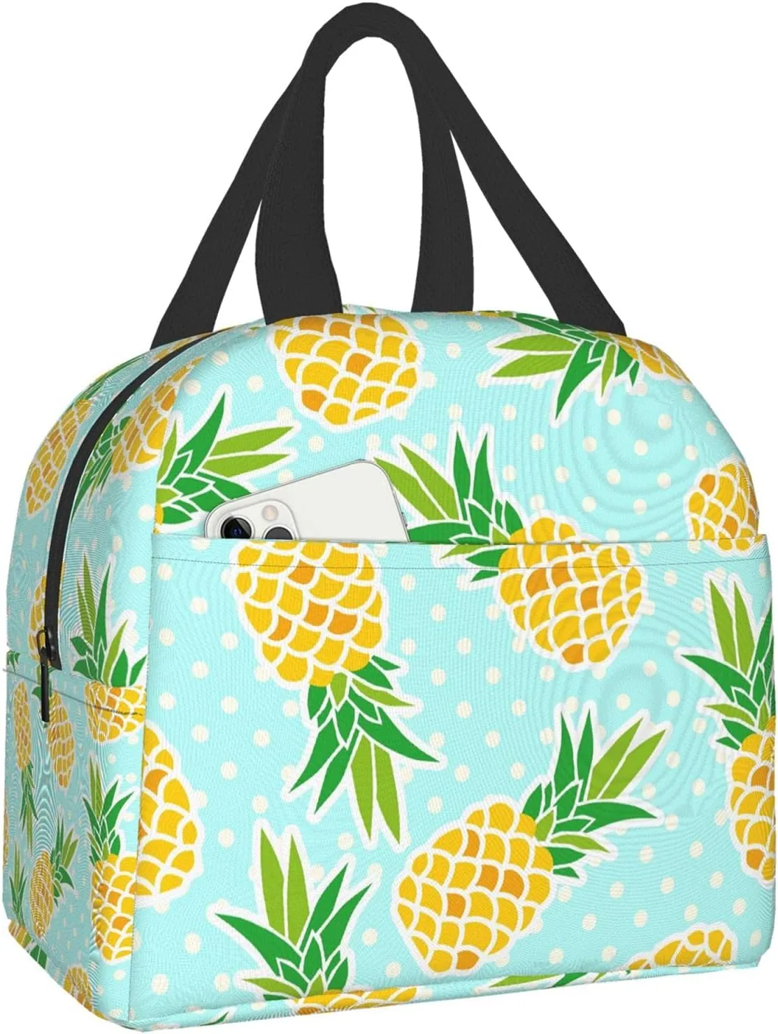 Cute Pineapples Lunch Bag Compact Tote Bag Reusable Lunch Box Container For Women Men School Office Work