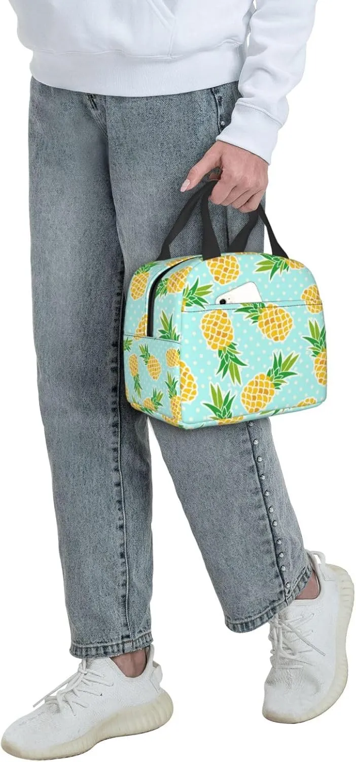 Cute Pineapples Lunch Bag Compact Tote Bag Reusable Lunch Box Container For Women Men School Office Work