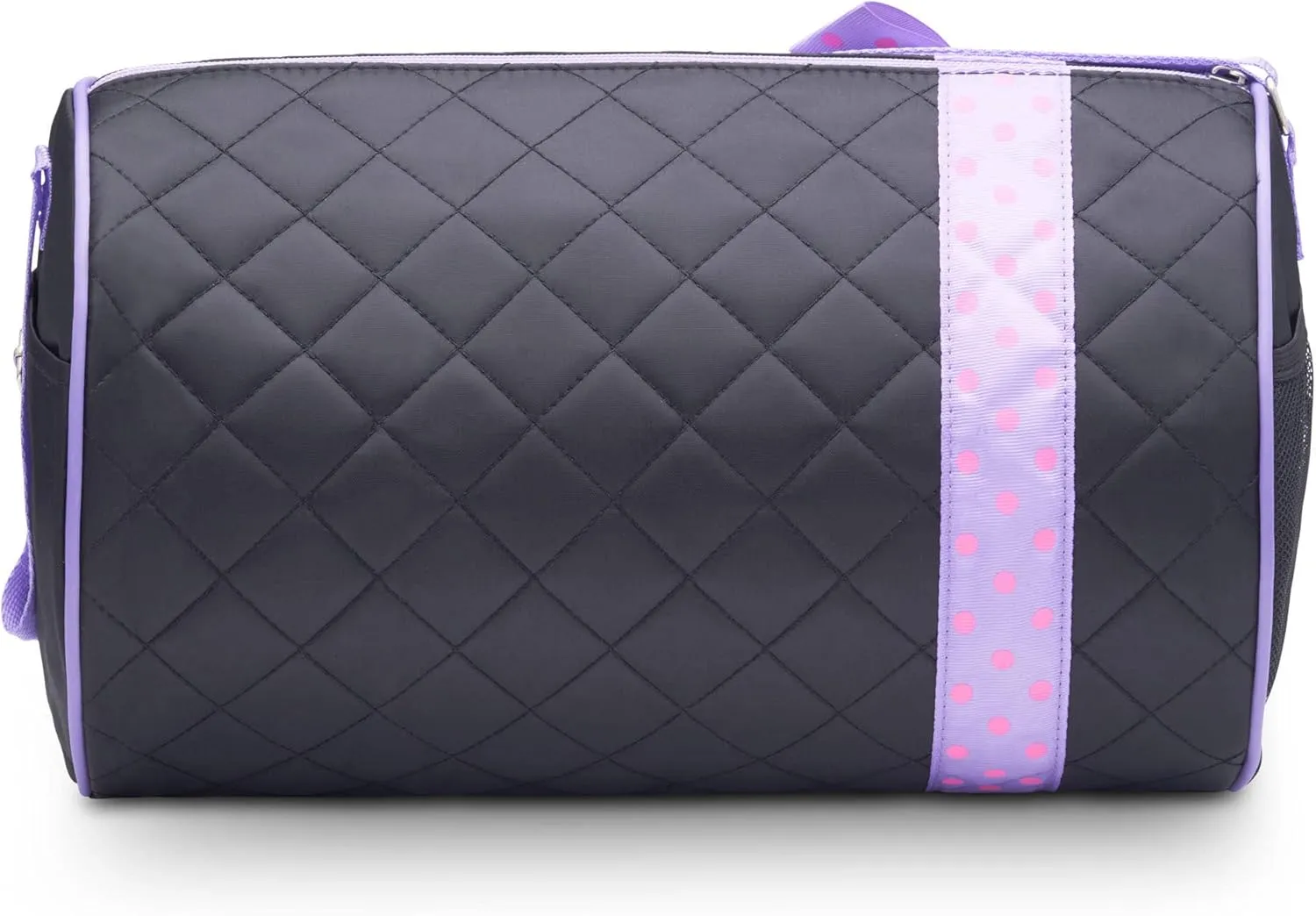 Dance Duffle Bag for Girls, Kids Travel Bag with Adjustable Carry On and Handy Pouch, Dance Accessories For Girls (Black/Lavender)