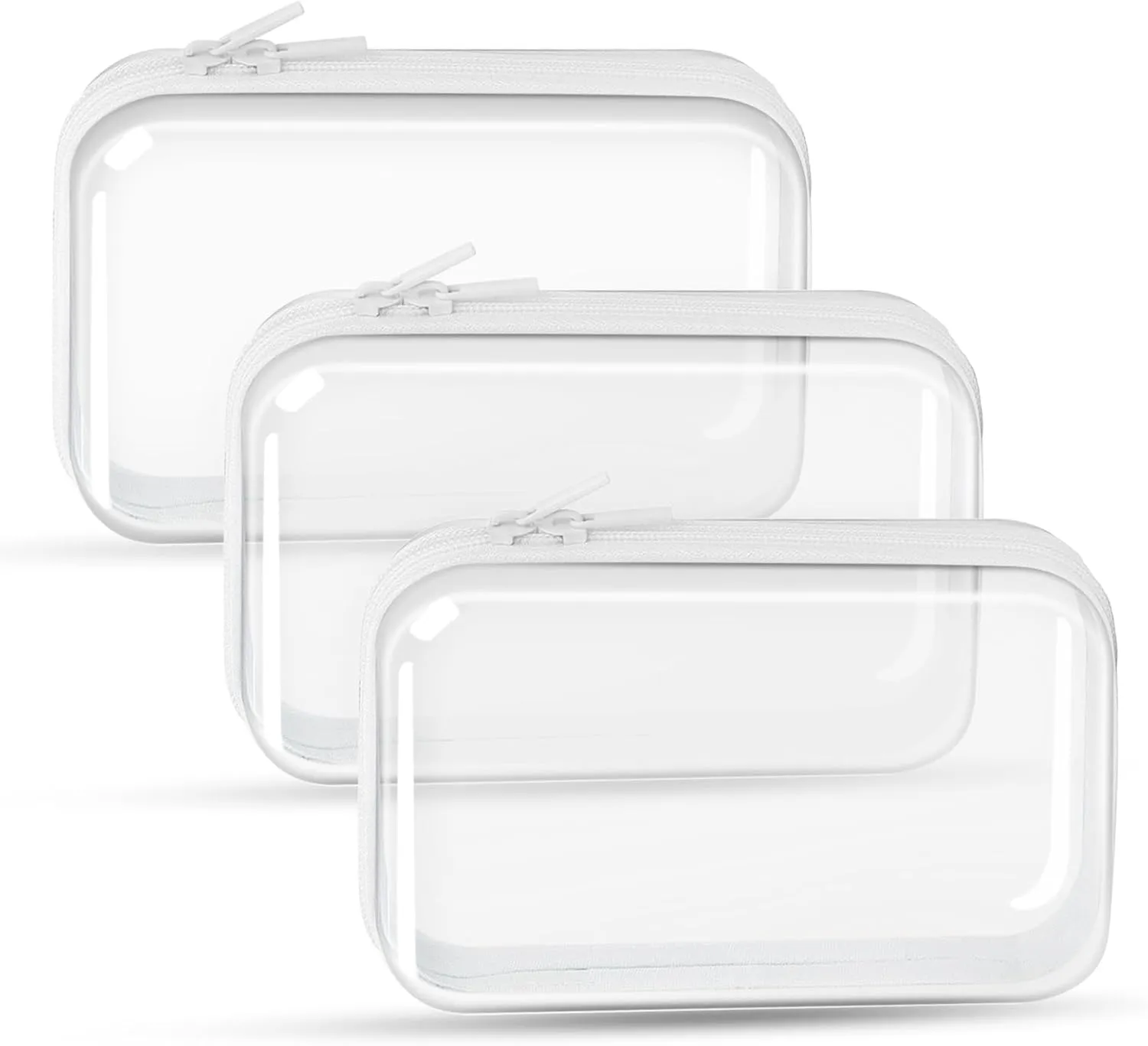 DARENYI 3Pcs Clear Hard Shell Zipper Case, Waterproof Storage Zipper Pouches Cosmetic Bags Pencil Case Toiletry Pouch Portable Travel Organizer Bins for Makeup Tools, Toy Storage, 7.48x3.93x2.36 in