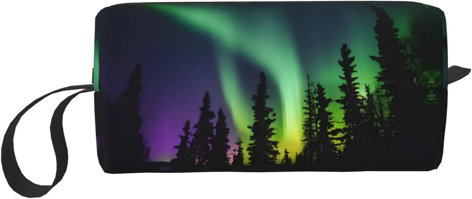 Dark Northern Lights Print print Travel Cosmetic Bag Gifts for Women Portable Make Up Bags for Women Mother Sister