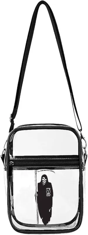 Death Scythe Grim Reaper Clear Crossbody Bag Stadium Bag Adjustable Side Shoulder Bags Messenger Bag with 2 Compartments