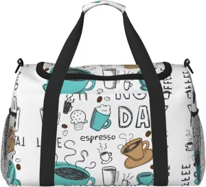 Delicious Coffee print Large Canvas Travel Duffel Bag Weekender Bags for Women Overnight Bag Carry On Tote Bag