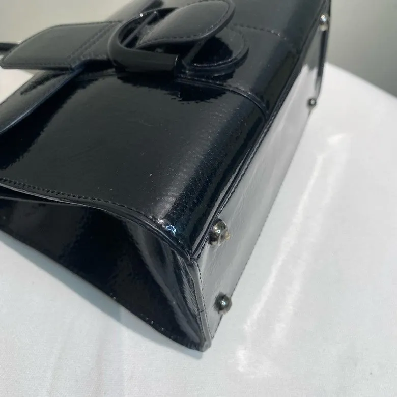 Delvaux Black Glossy Leather Crossbody Bag
