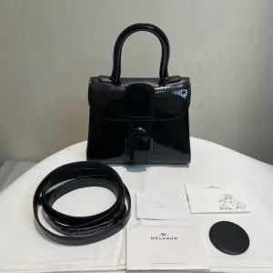Delvaux Black Glossy Leather Crossbody Bag