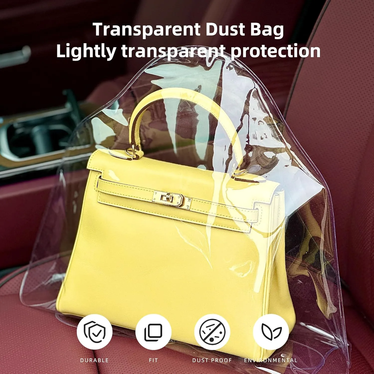 DGAZ Clear Dust Bags for Luxury Handbags,Waterproof Purse Storage Bag,Lightweight Handbag Protector(Slender Large)