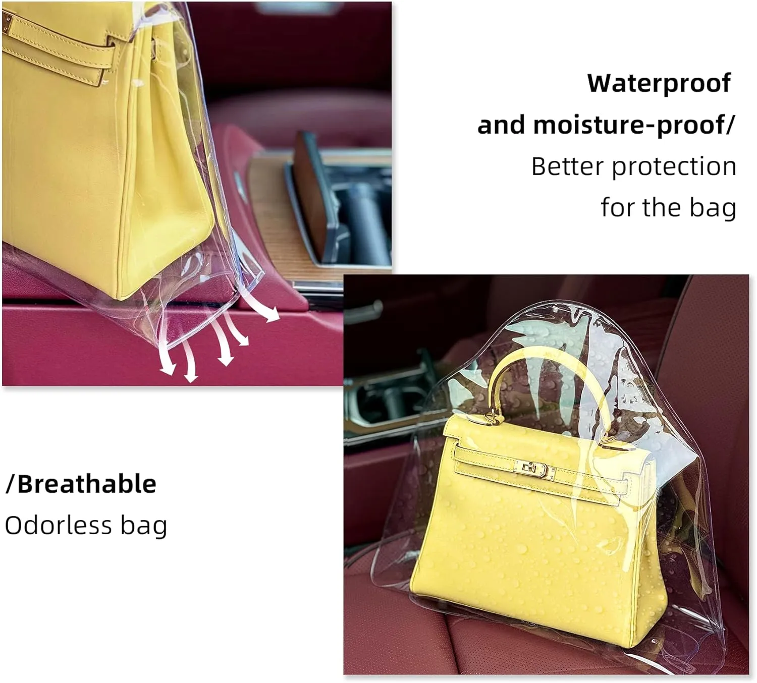 DGAZ Clear Dust Bags for Luxury Handbags,Waterproof Purse Storage Bag,Lightweight Handbag Protector(Slender Large)
