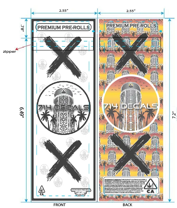 DIRECT PRINT PRE ROLL MYLAR BAGS