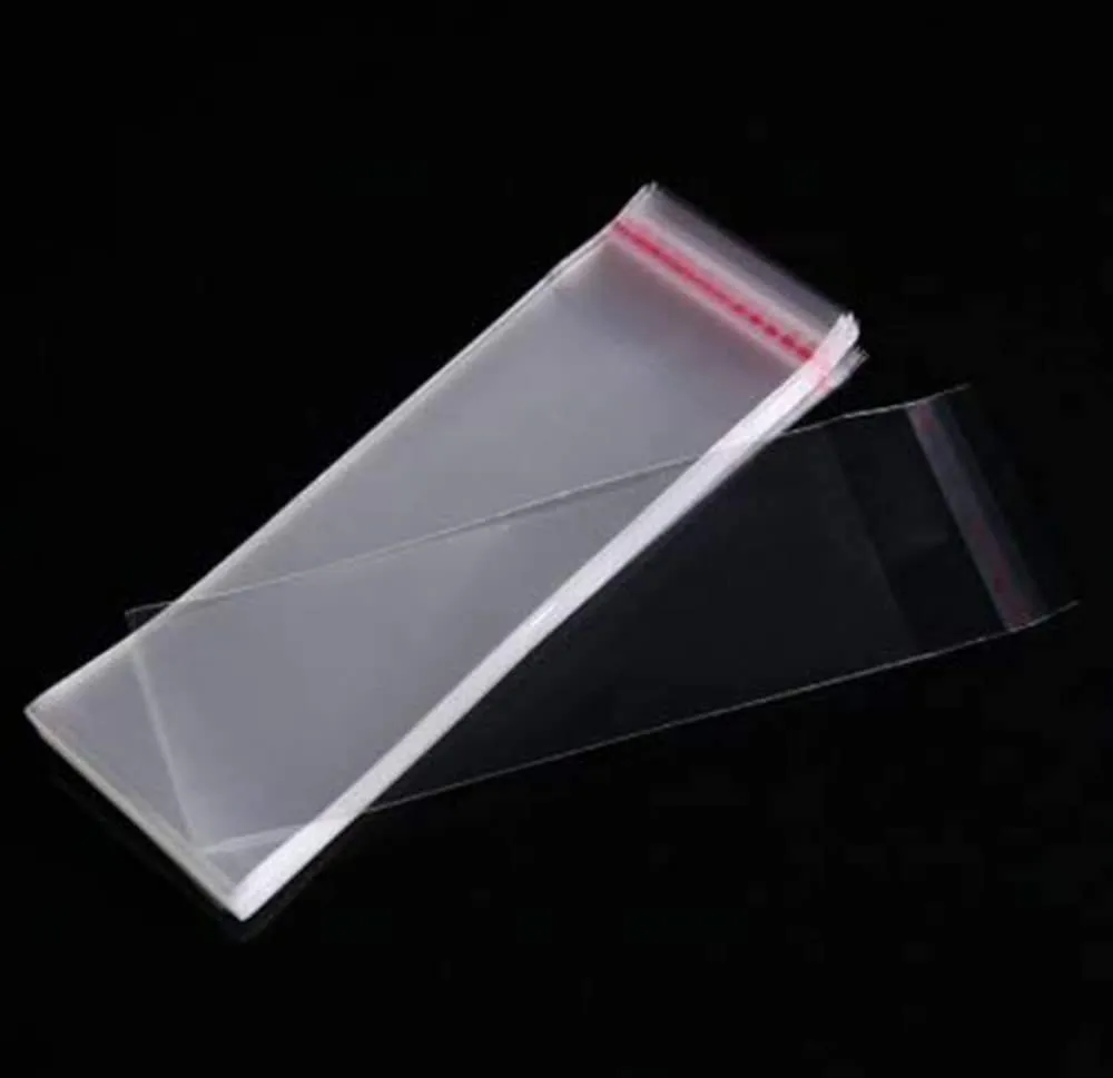 DMS RETAIL Transparent Plastic Packing Bags Adhesive Plastic Poly Bag Clear Self Adhesive Plastic Bags Size 3X8 Inches Pack Of (50)