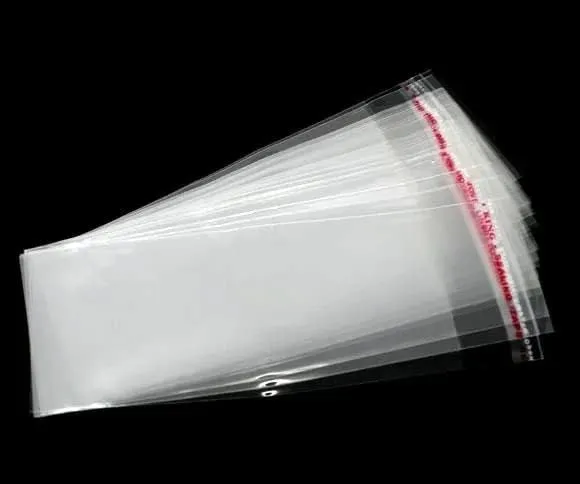 DMS RETAIL Transparent Plastic Packing Bags Adhesive Plastic Poly Bag Clear Self Adhesive Plastic Bags Size 3X8 Inches Pack Of (50)