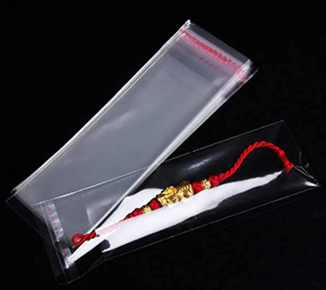 DMS RETAIL Transparent Plastic Packing Bags Adhesive Plastic Poly Bag Clear Self Adhesive Plastic Bags Size 3X8 Inches Pack Of (50)