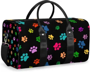 Dog Paw Print Travel Duffle Bag, Weekender Bags for Women Men, Carry on Overnight Bag Waterproof Gym Bags, Hospital Bag for Labor and Delivery