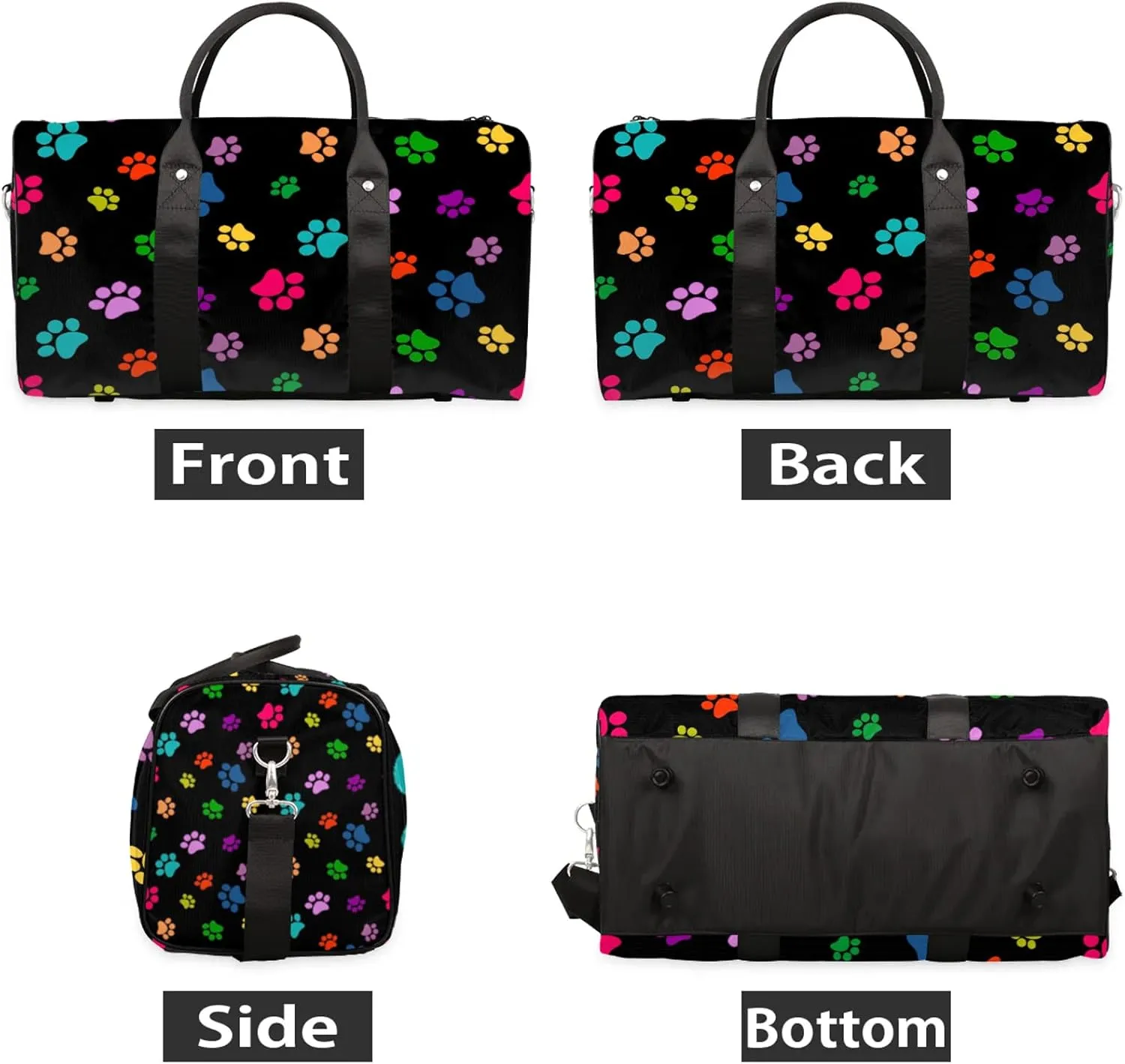 Dog Paw Print Travel Duffle Bag, Weekender Bags for Women Men, Carry on Overnight Bag Waterproof Gym Bags, Hospital Bag for Labor and Delivery