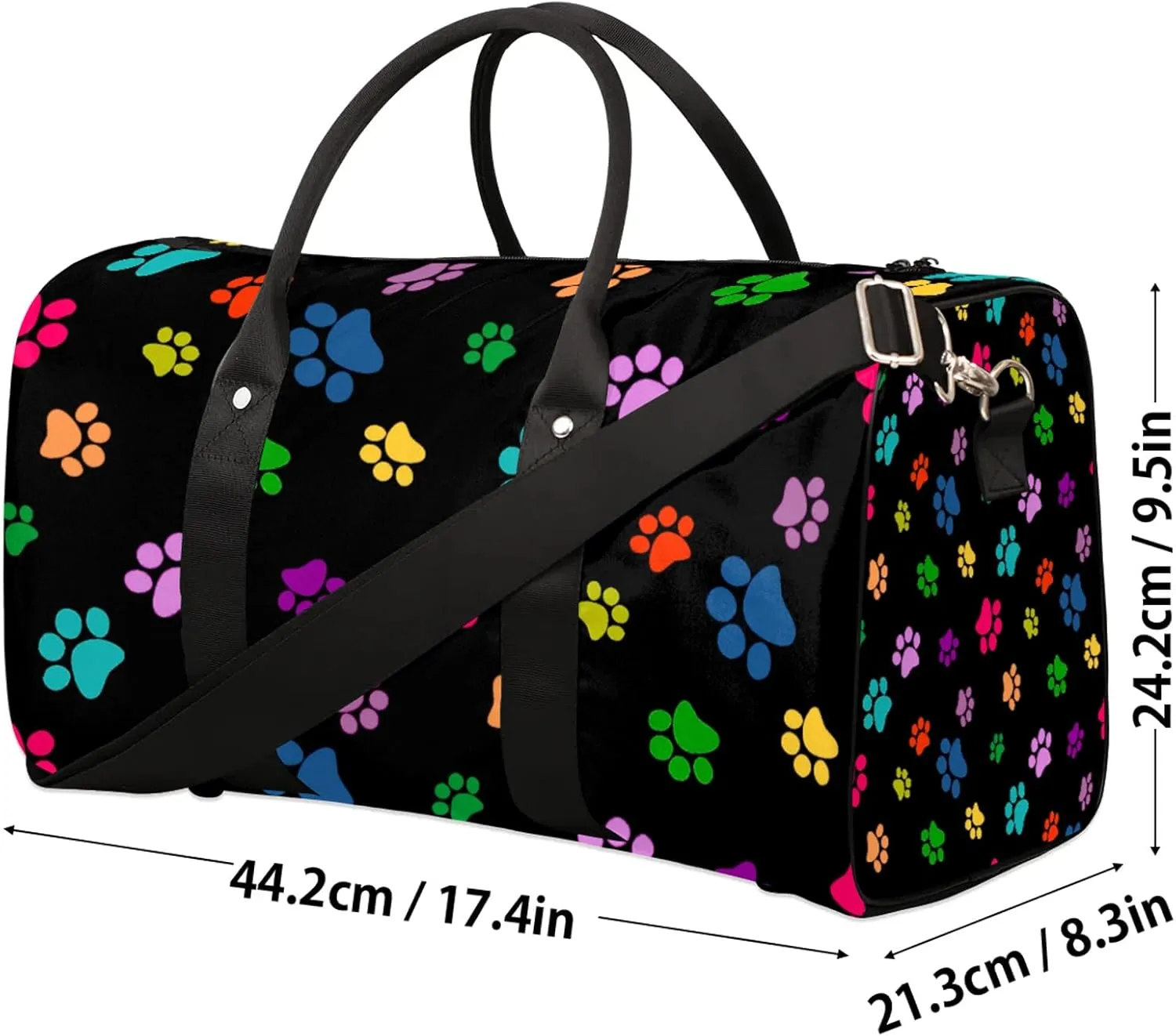 Dog Paw Print Travel Duffle Bag, Weekender Bags for Women Men, Carry on Overnight Bag Waterproof Gym Bags, Hospital Bag for Labor and Delivery