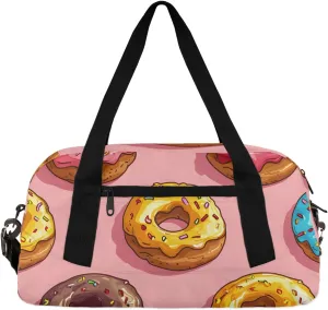 Donut Print Kids Duffle Bag Boys Girls Small Sport Dance Gym Bag for Overnight Travel Weekender Carry On