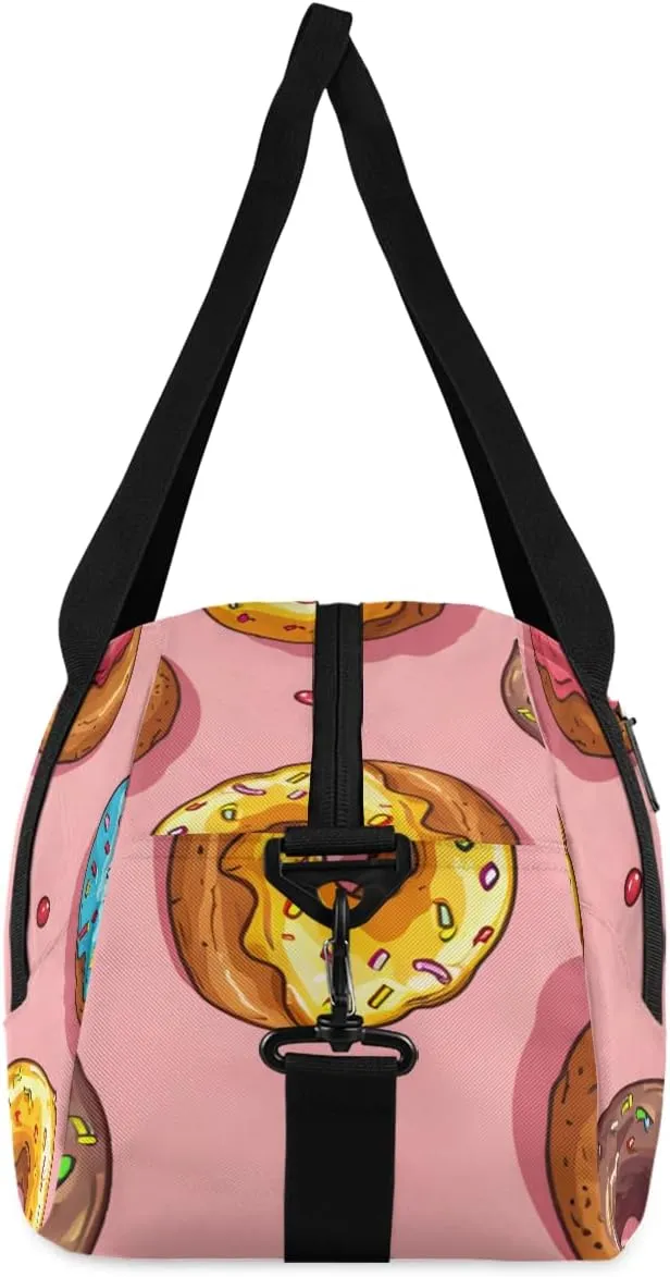 Donut Print Kids Duffle Bag Boys Girls Small Sport Dance Gym Bag for Overnight Travel Weekender Carry On