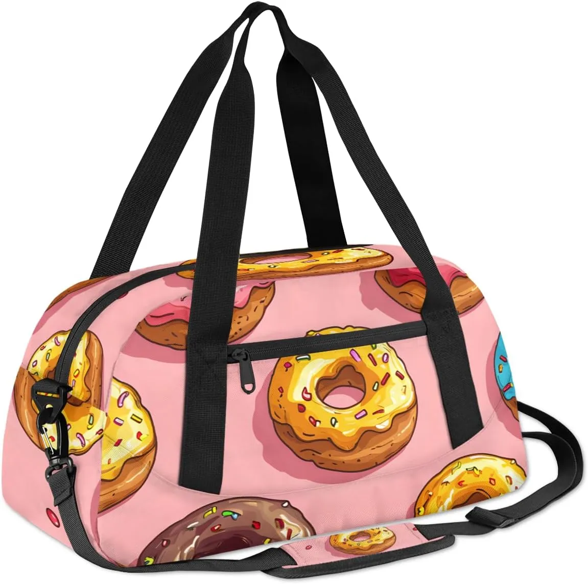 Donut Print Kids Duffle Bag Boys Girls Small Sport Dance Gym Bag for Overnight Travel Weekender Carry On