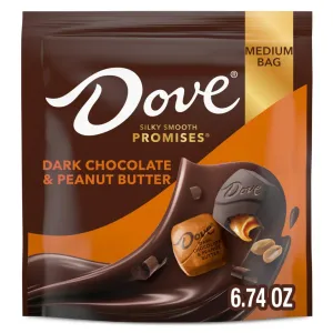 DOVE PROMISES Dark Chocolate & Peanut Butter Mother's Day Chocolate Candy, 6.74 oz Bag (Pack of 8)