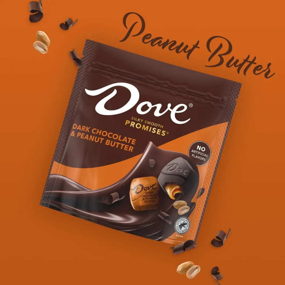 DOVE PROMISES Dark Chocolate & Peanut Butter Mother's Day Chocolate Candy, 6.74 oz Bag (Pack of 8)