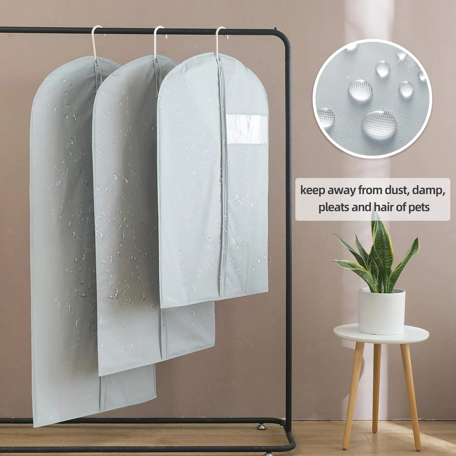 Dress Bags for Gowns Long, 65'' Long Dress Clear Garment Bag(Set of 4, 23.3'' X 65'')