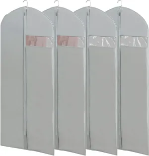 Dress Bags for Gowns Long, 65'' Long Dress Clear Garment Bag(Set of 4, 23.3'' X 65'')