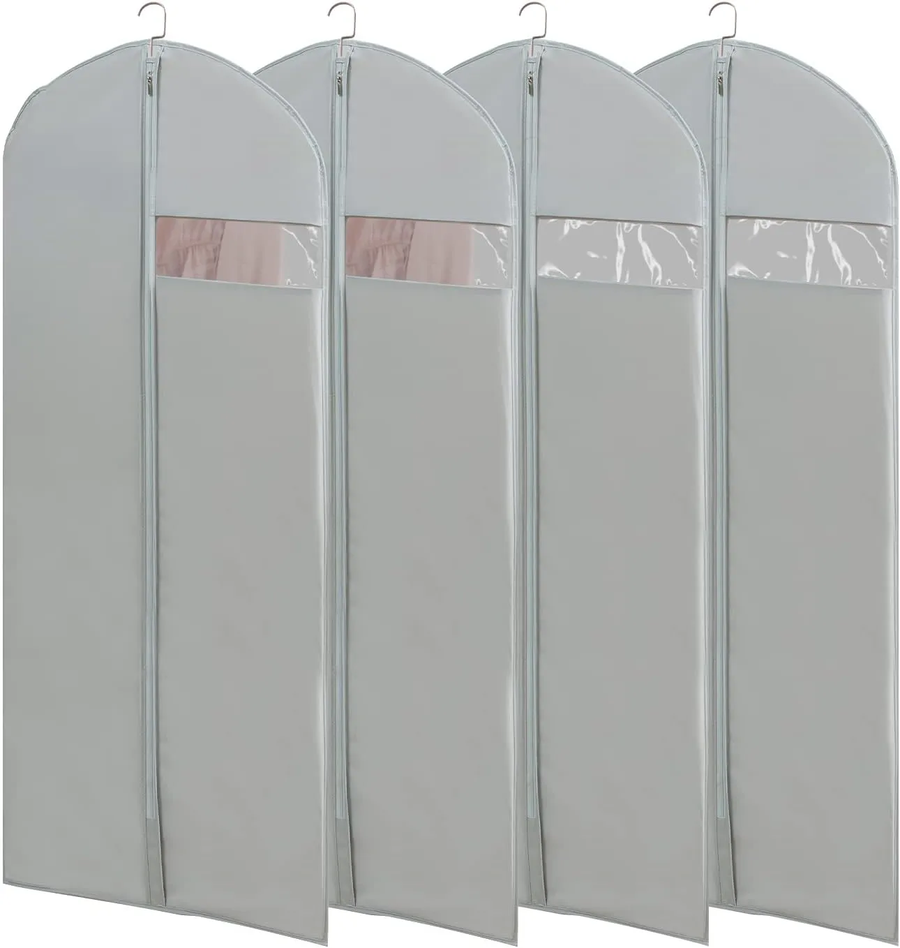 Dress Bags for Gowns Long, 65'' Long Dress Clear Garment Bag(Set of 4, 23.3'' X 65'')