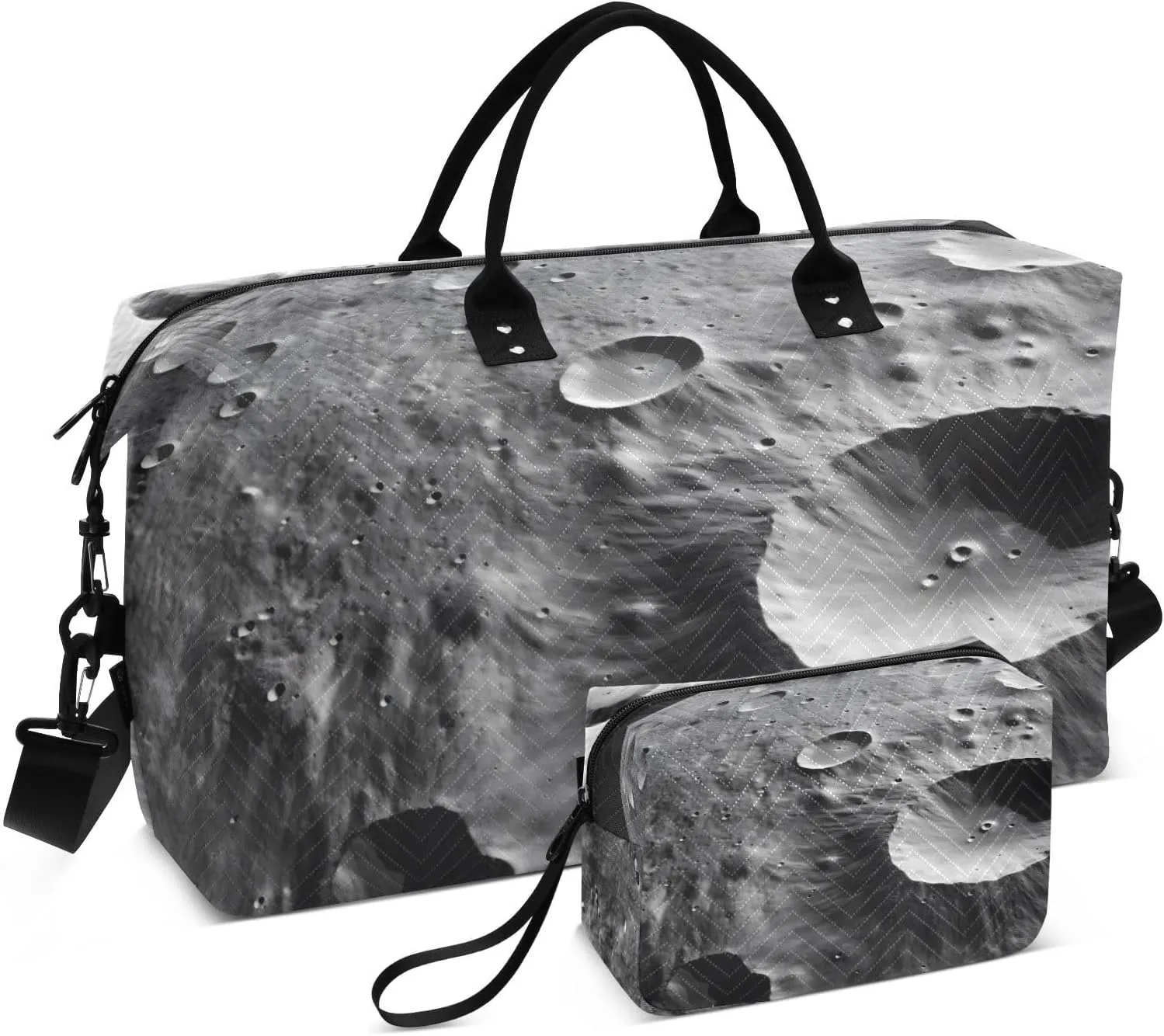 Duffel Bag Set for Travel Gym Sport, Weekender Bag Carry on Overnight Bags for Women Men-Lunar Crater Print