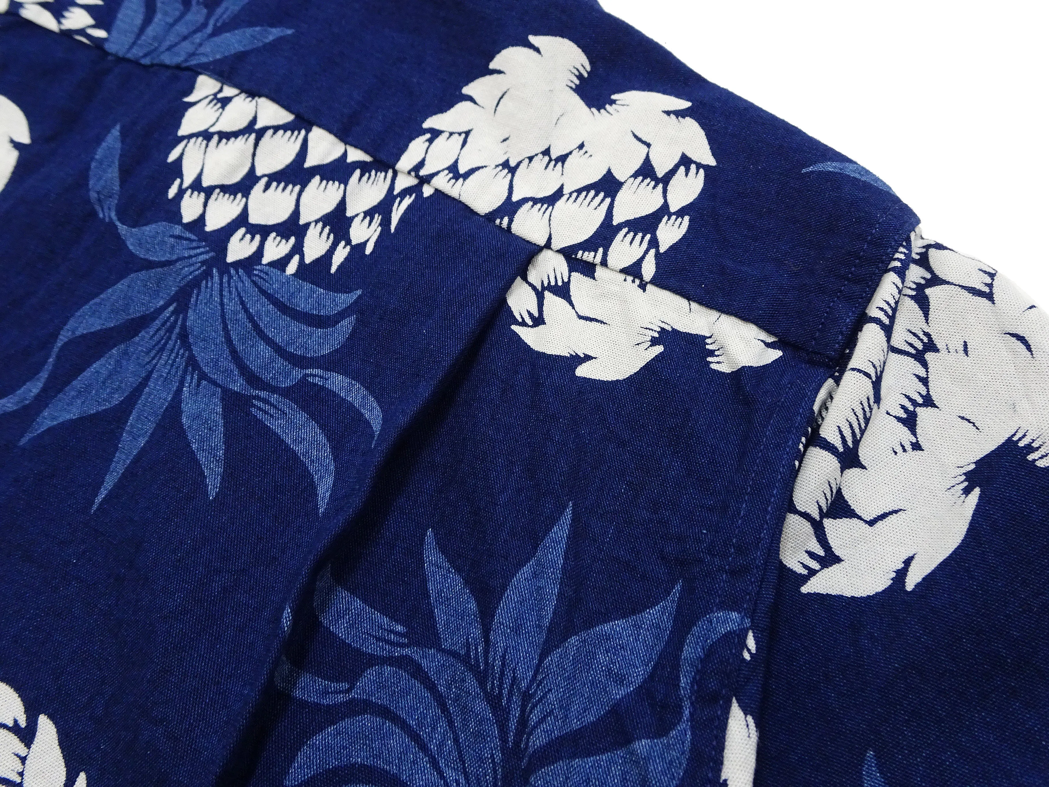 Duke Kahanamoku Cotton Hawaiian Shirt Men's 1950s Duke's Pineapple Print Reproduction Short-Sleeve Indigo Aloha Shirt DK39045 128 Navy-Blue