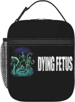 Dying Musics Fetus Band Lunch Bag Portable Insulated Lunch Box Large Capacity Tote Bag Zipper Net Pocket 10 L X 4 W X 8 H inches