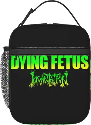 Dying Musics Fetus Band Lunch Bag Portable Insulated Lunch Box Large Capacity Tote Bag Zipper Net Pocket 10 L X 4 W X 8 H inches