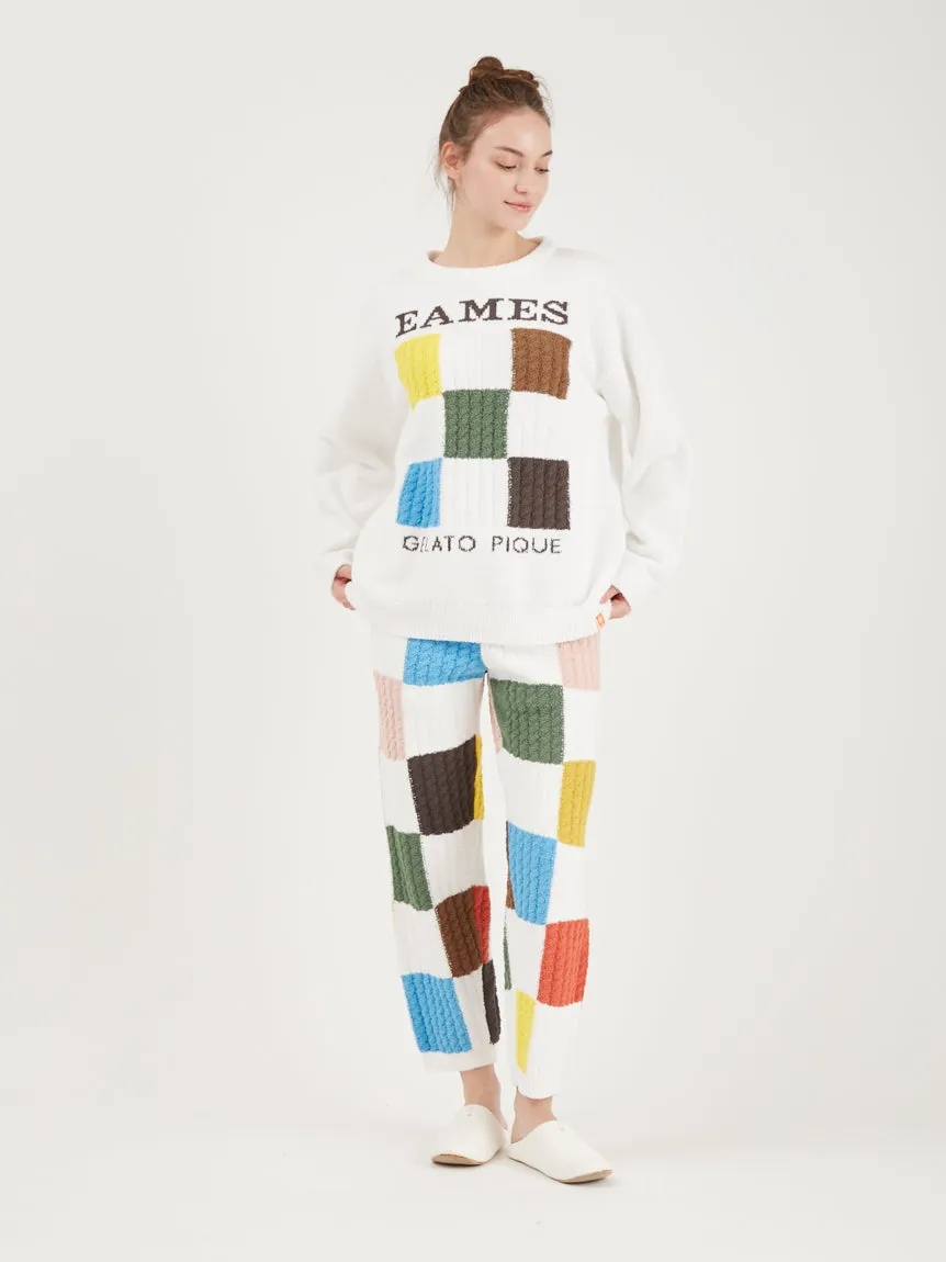EAMES Air Moco Check-Logo Long Sleeve Pullover Sweater