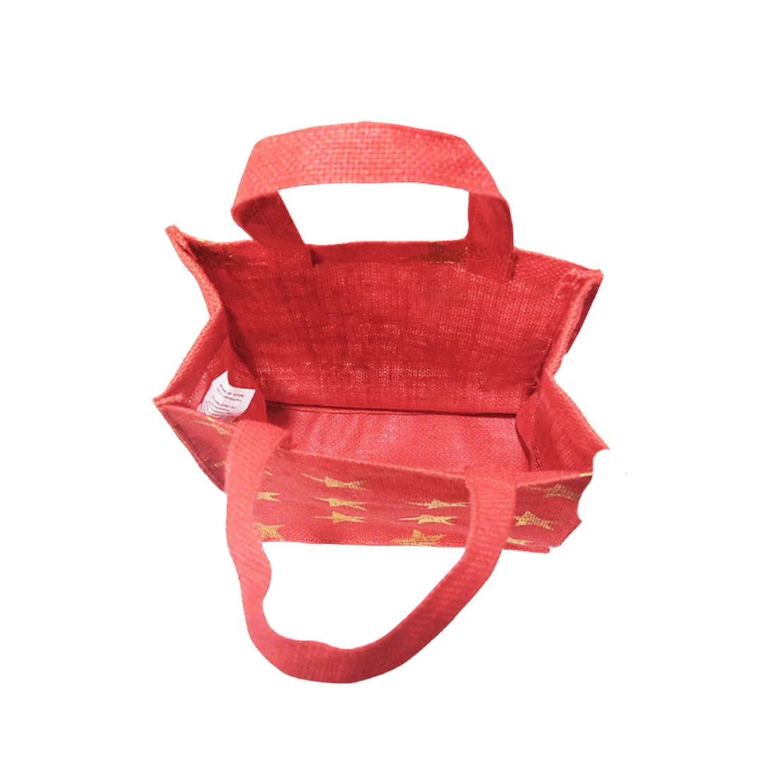 EARTHBAGS GOLD STAR JUTE GIFT BAG (PACK OF 2) - RED & BEIGE