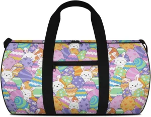 Easter Egg Women Carry On Bag for Woman Cute Rabbit Duffle Bag for Ladies Trendy Travel Bag Overnight Bag for Men Large Capacity Luggage Bag with Zipper Garment Bag