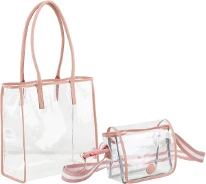 Eastsport Clear Handbag Bundle Set, Heavy Duty PVC Transparent See Through Daypack Tote Bag for College Workplace