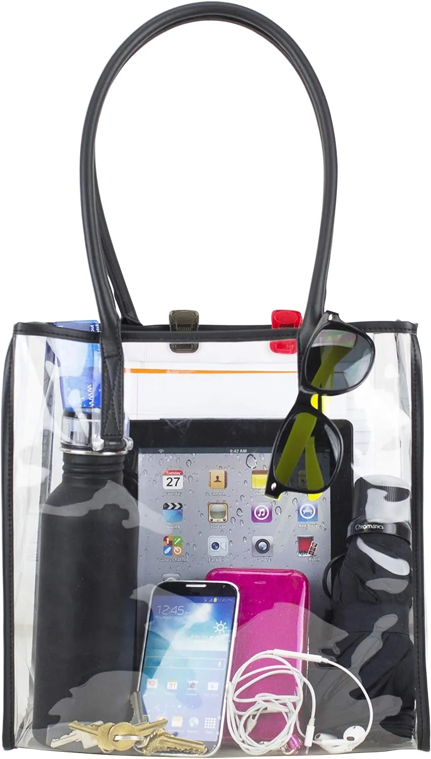 Eastsport Clear Handbag Bundle Set, Heavy Duty PVC Transparent See Through Daypack Tote Bag for College Workplace