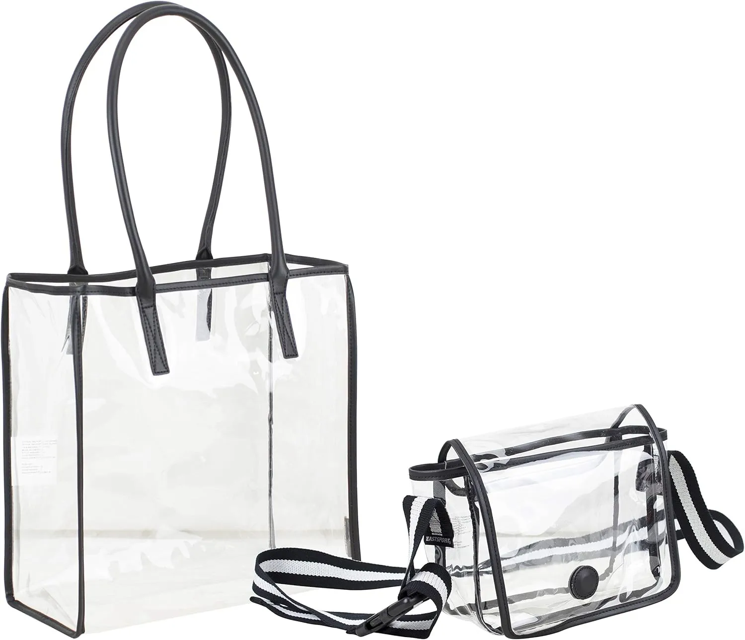 Eastsport Clear Handbag Bundle Set, Heavy Duty PVC Transparent See Through Daypack Tote Bag for College Workplace