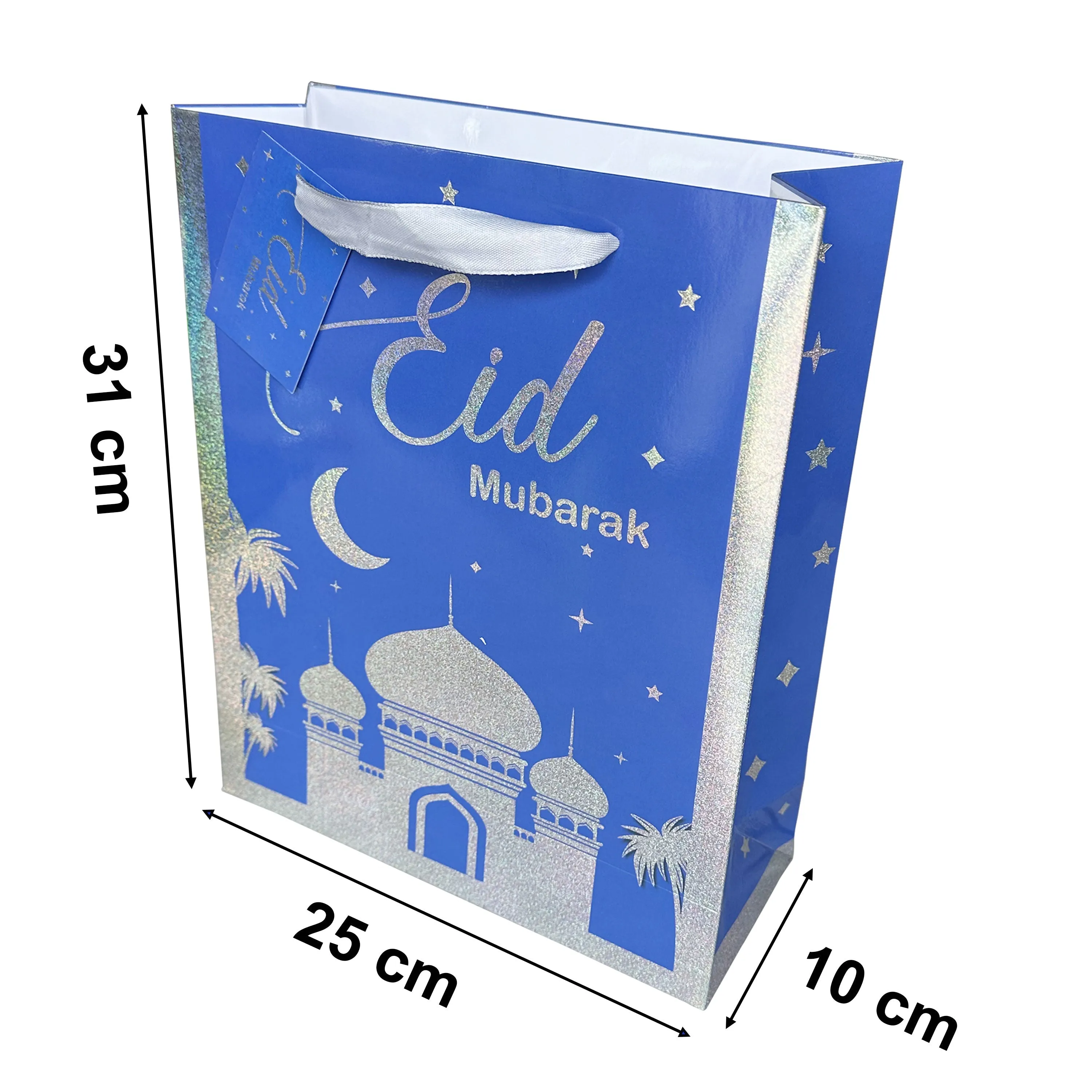 Eid Blue and Silver Silver Star Stamping Foil Gift Bag